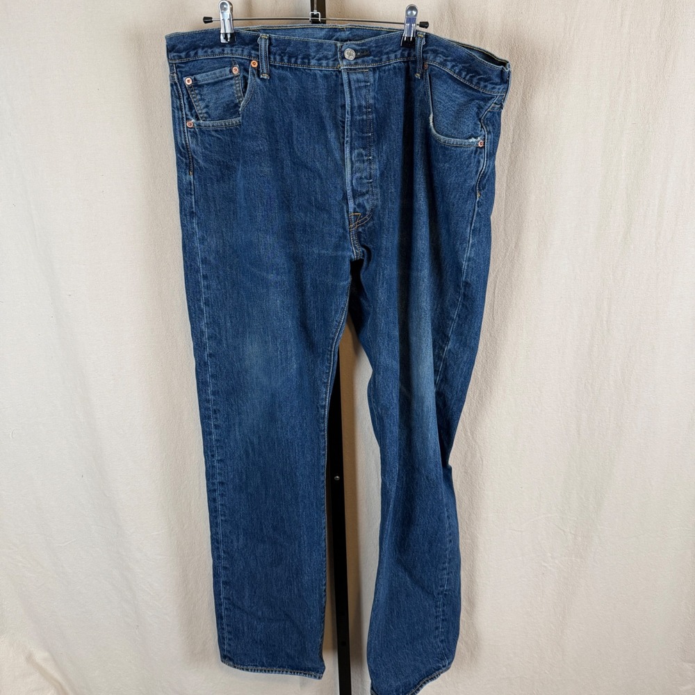 Levis 501 Original Fit Mens Jeans Medium Wash Button Fly Straight Leg Blue Denim